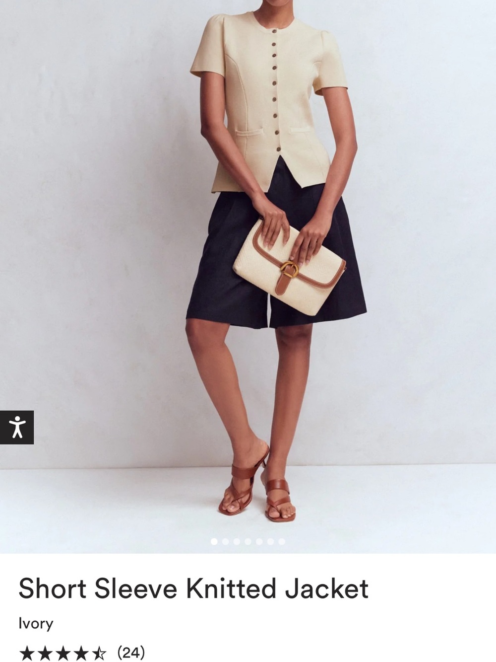 Boden Ivory Short-Sleeve Knitted Jacket